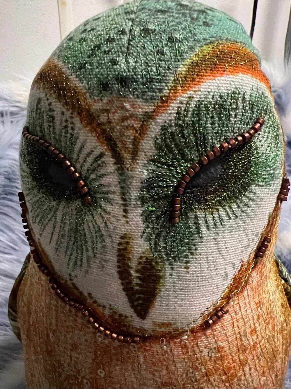 Plush Decorative Owl Pillow- Orange and Cream